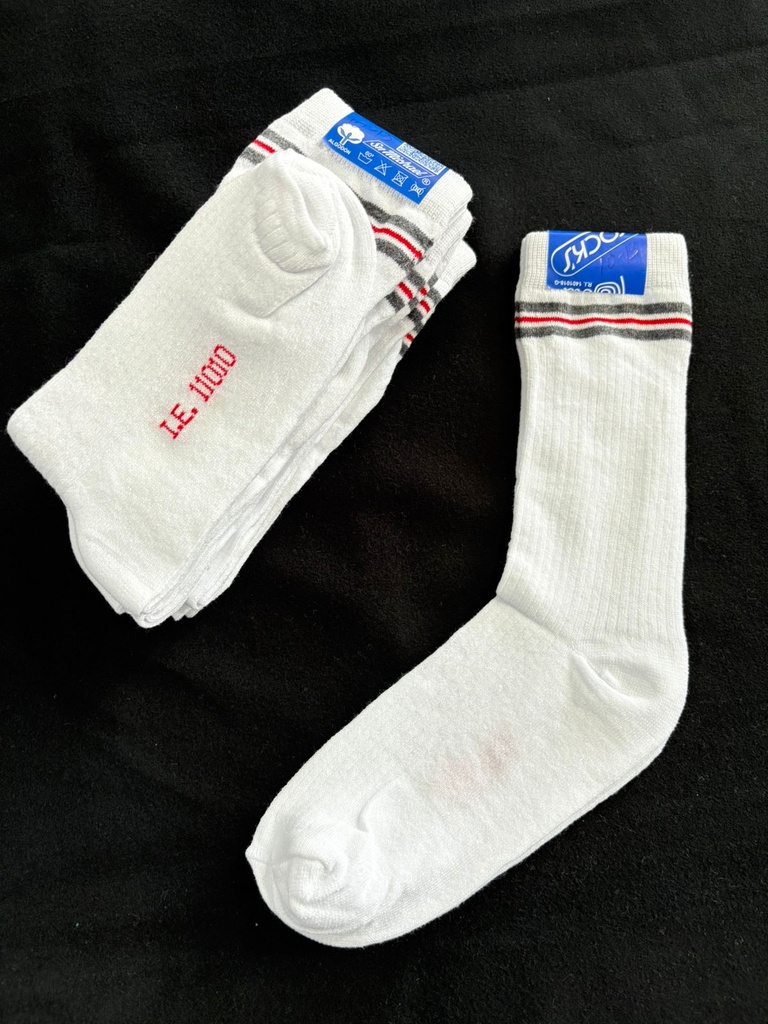 11010M/CARLOS - MEDIAS FISICA BLANCAS C. LINEAS PLOMO/ROJO/PLOMO