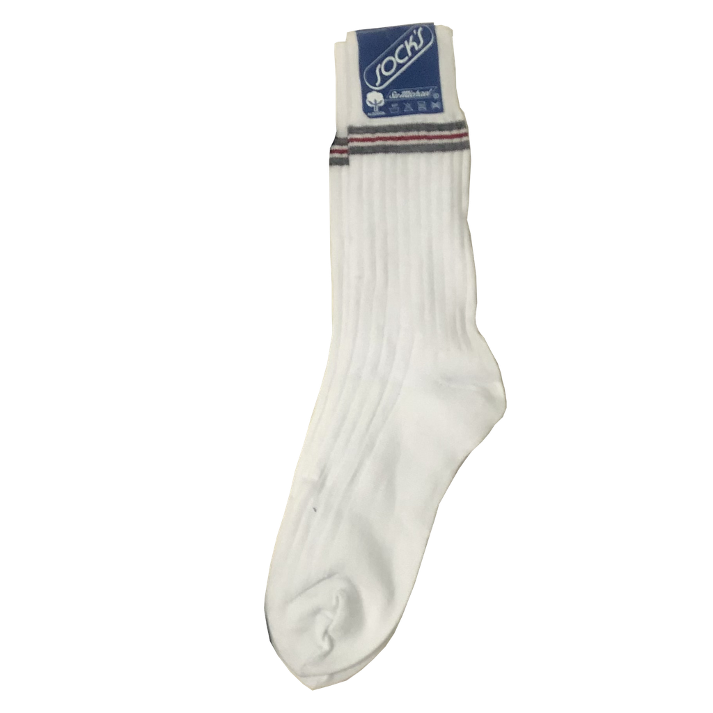 11010M/CARLOS - MEDIAS FISICA BLANCAS C. LINEAS PLOMO/ROJO/PLOMO