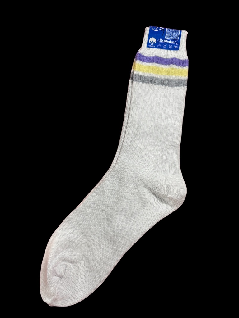 SENMIL - MEDIAS BLANCAS C. LINEAS PLOMO/LILA/AMARILLO 2