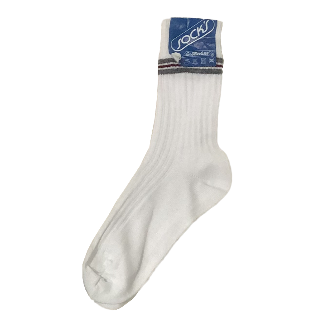 APLICA - MEDIAS FISICA BLANCAS C. LINEAS AZUL/PLOMO (ALY)